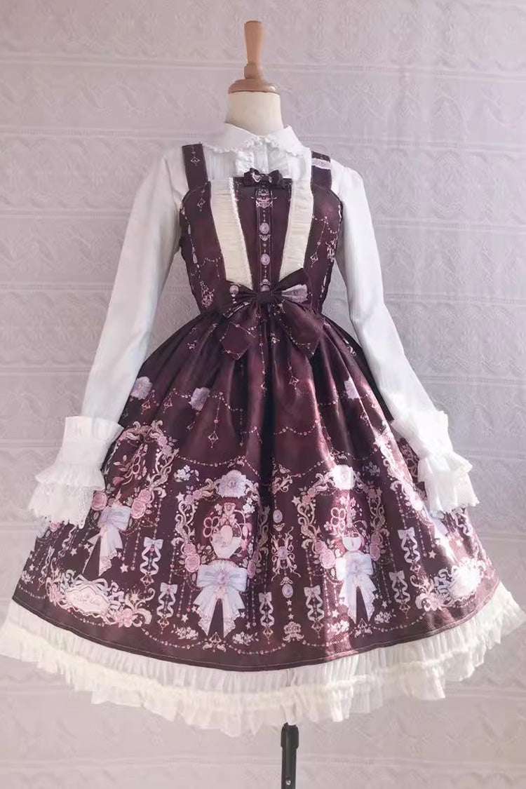 Delicate Print Ruffle Bowknot Sweet Lolita JSK Dress, Four Colors