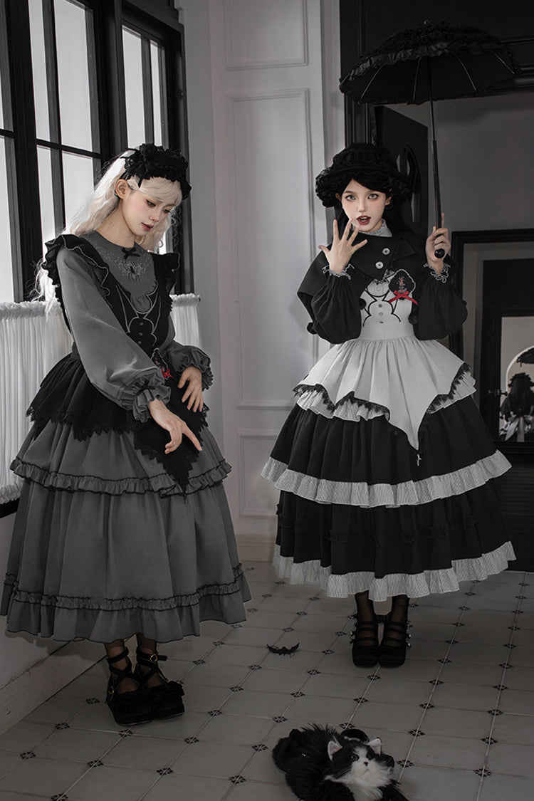 Castle Night Long Sleeved Ruffled Embroidered Gothic Lolita Dress