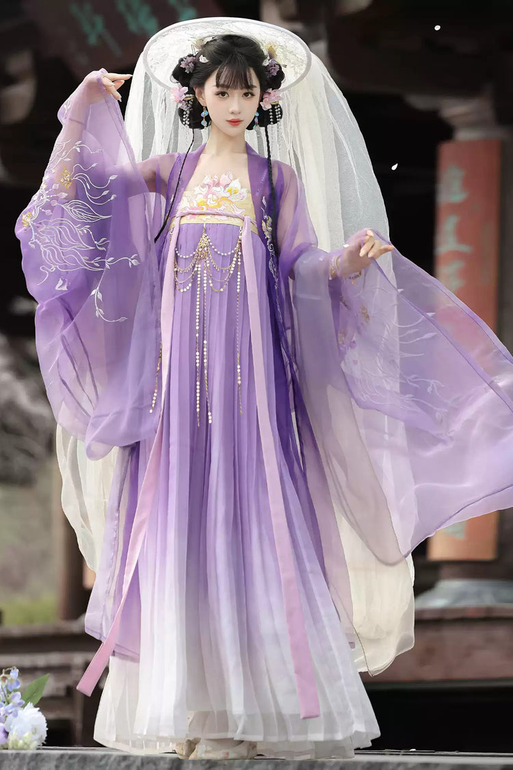 Violet Tang Dynasty Legends High Waist Printed Embroidered Hanfu Set