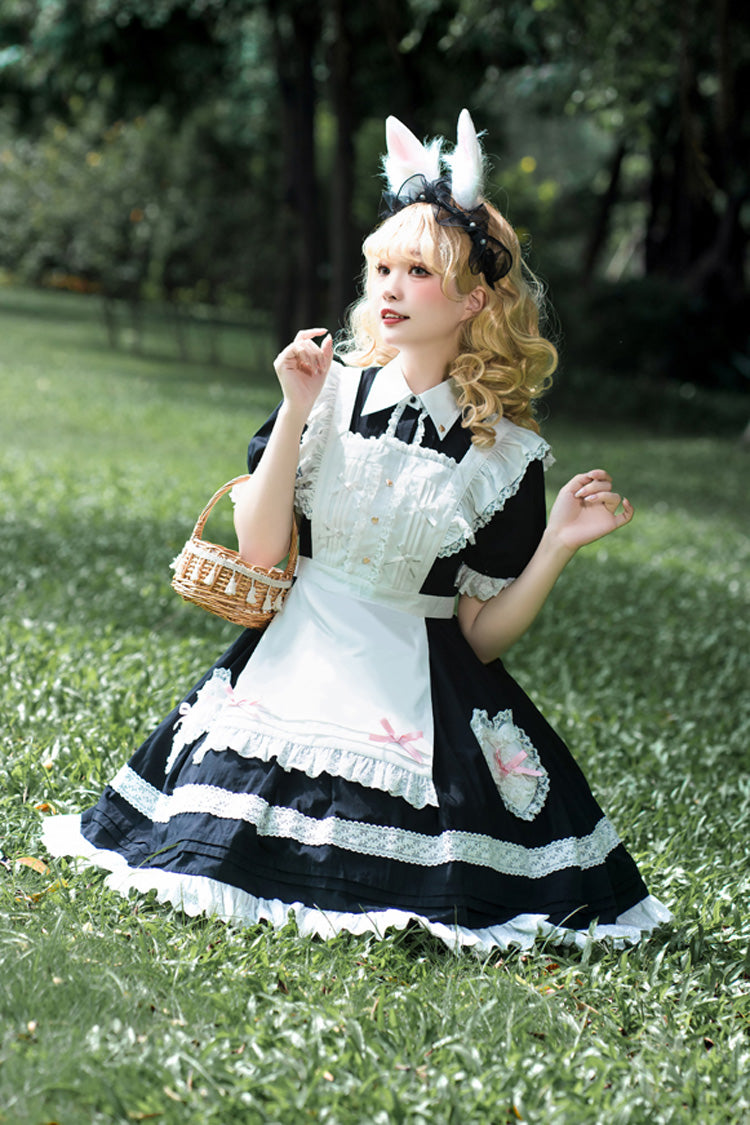 Black Alice Long-Sleeved Ruffle Lace Sweet Princess Lolita Jumper Dress