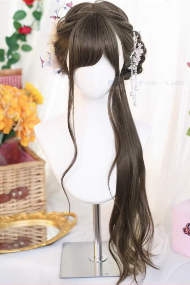 Sweet Lolita Wig with Side-Swept Bangs and Loose Waves