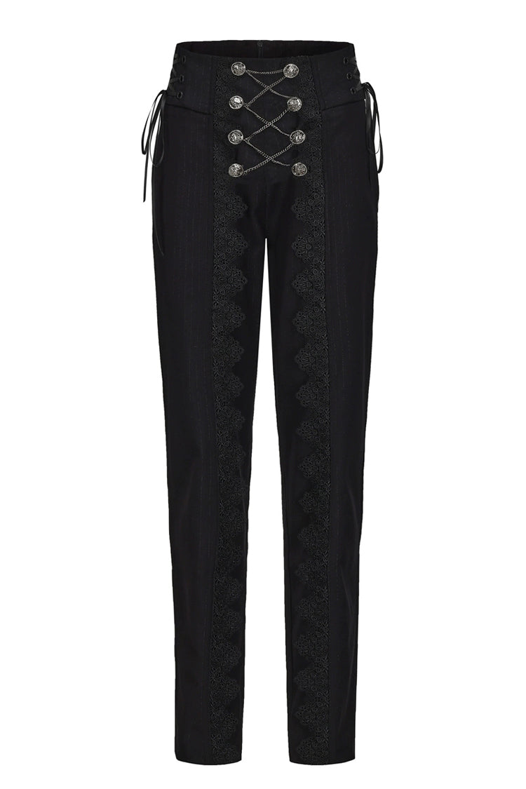 Elegant Ouji Lolita Pants with Chain Cross Embroidery, Double-Breasted Prince Style