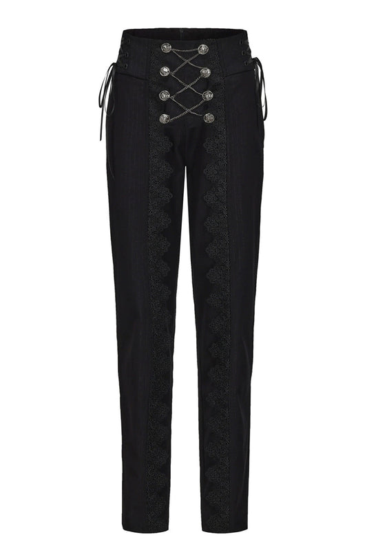 Elegant Ouji Lolita Pants with Chain Cross Embroidery, Double-Breasted Prince Style
