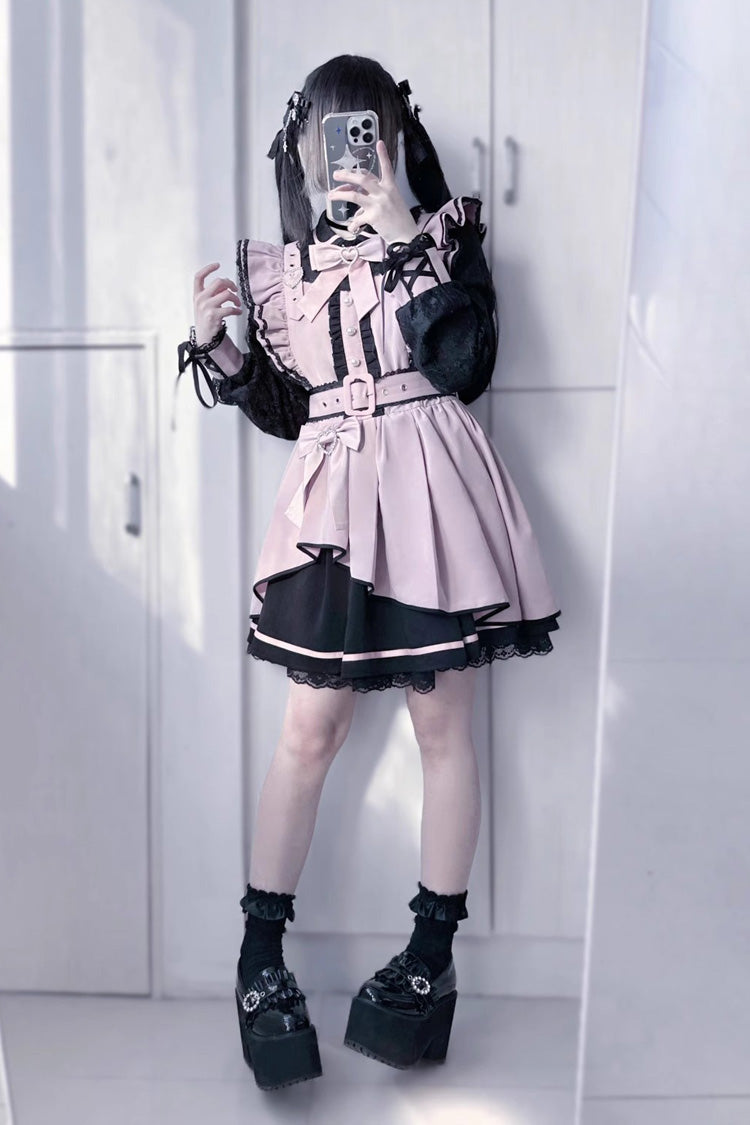 Little Idol Ruffle Bow Lace Asymmetric Jirai Kei Dress 6 Colors