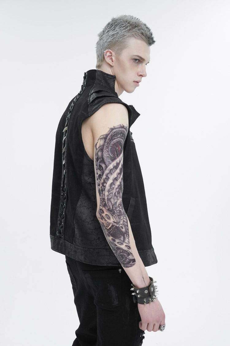 Men's Punk Vest with Metal Willow Studs Sleeveless Chest