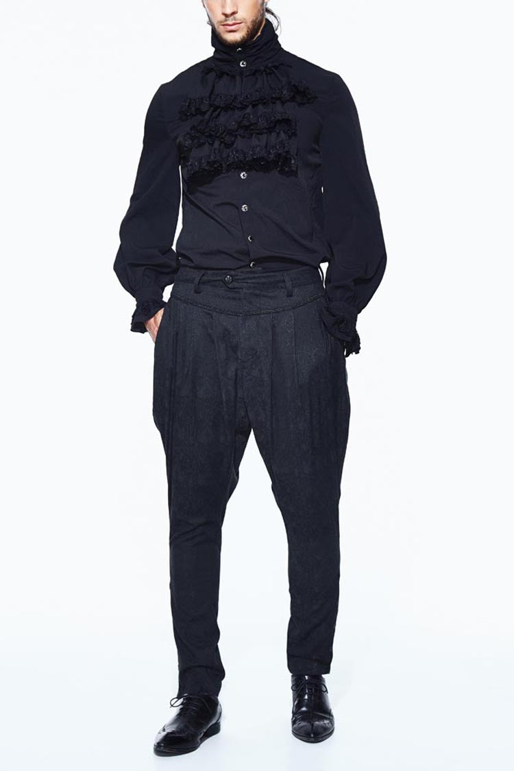 Jacquard Ribbon Snap Fastener Gothic Trousers for Men