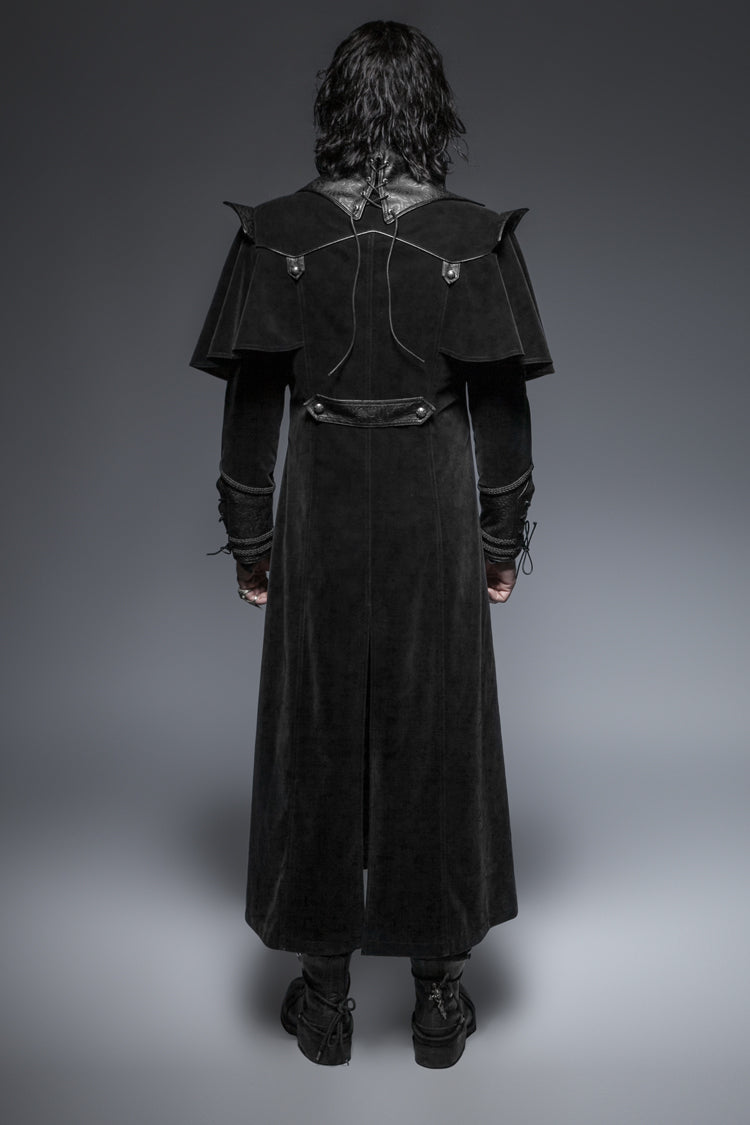 Void Steampunk Overcoat with Metal Buckles and Stand Collar