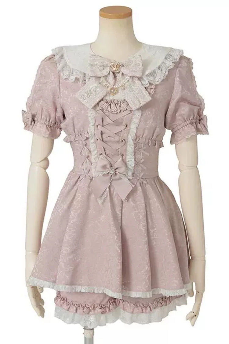 Jacquard Ruffle Bow Dress Set - Plus Size Lolita