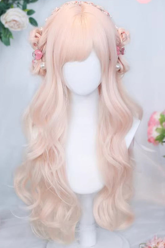 Gentle Blush Wispy Fringe Long Curly Lolita Hairpiece