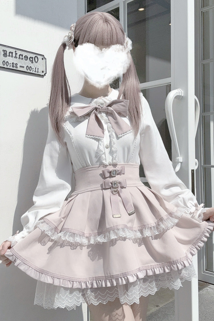 Bunny-Eared Bow and Lace Jirai Blouse in Three Shades