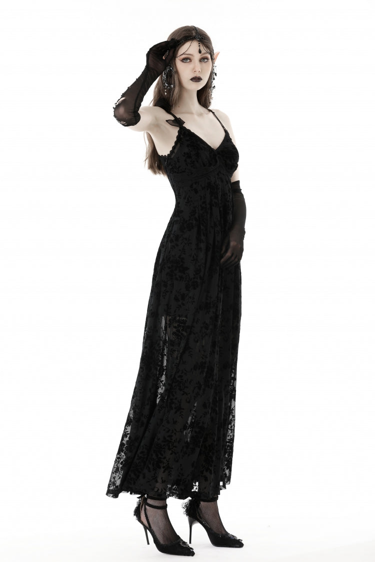 Sleeveless Lace Gothic Maxi Rose Slip Dress