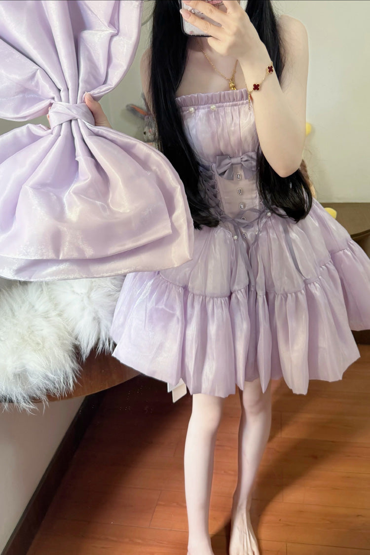 Violet Twin Spirits Sleeveless Ruffled Bow Lace-Up Princess Lolita Gown