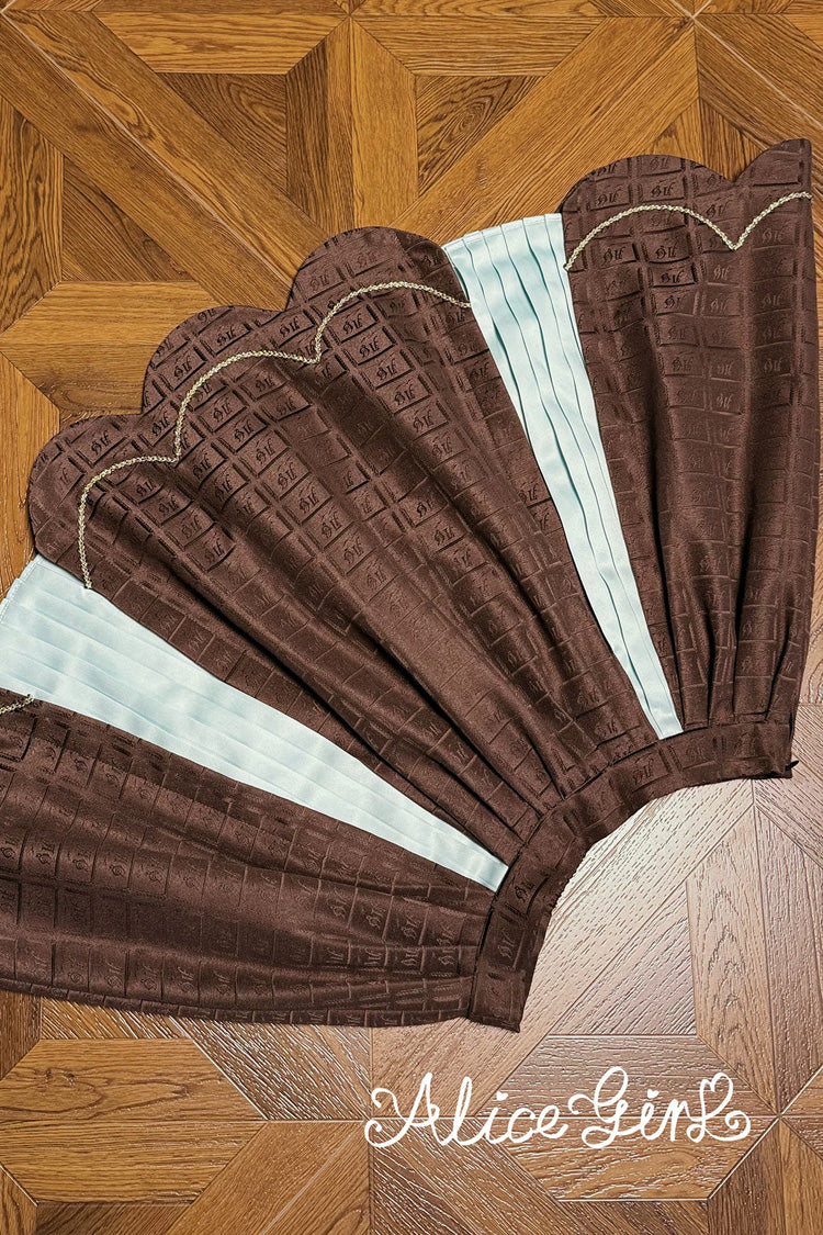 Brown Printed Embroidered Bow Lace-Up Classic JSK Dress & Skirt - Teddy Chocolate Bar