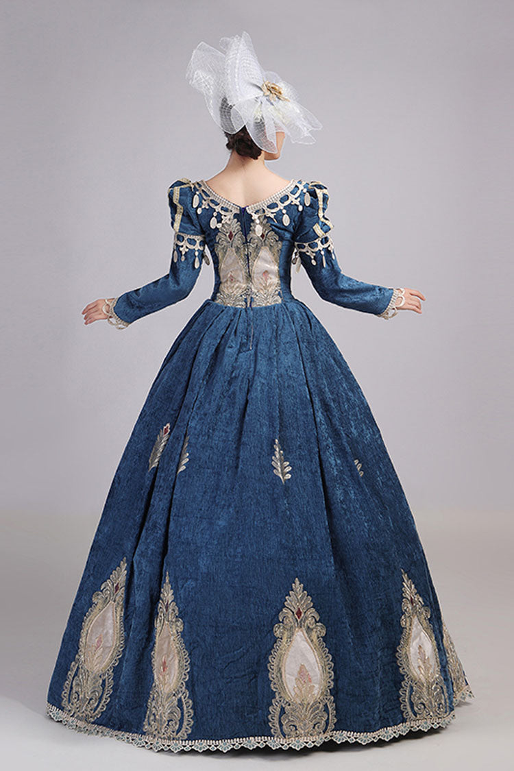 Victorian Embroidered Hollow High-Waist Gown with Lace Sleeves