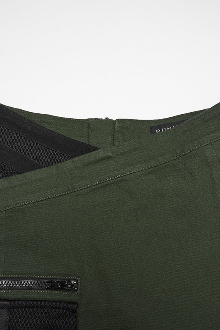 Asymmetrical Slim Skirt with Lace-Up and Eyelets