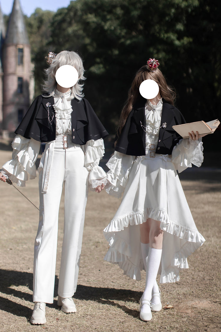 Ivory Ouji Skirt Pants with Ruffled Long Sleeves - Day and Night Song