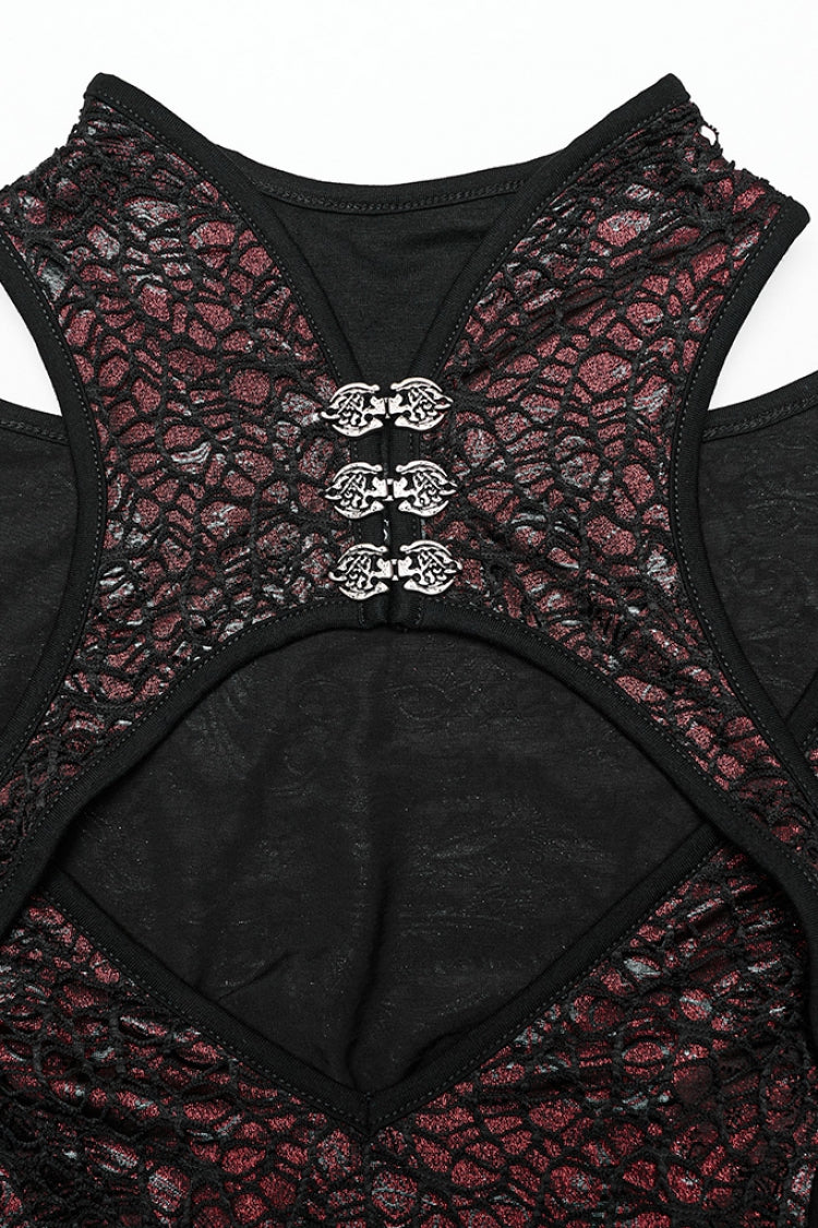 Scarlet & Black Mandarin Collar Fishtail Cutout Gothic Dress