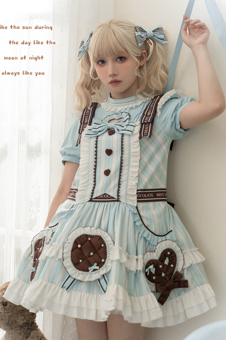 Sea Salt Cookies Short Sleeved Printed Ruffled Sweet Lolita Dress