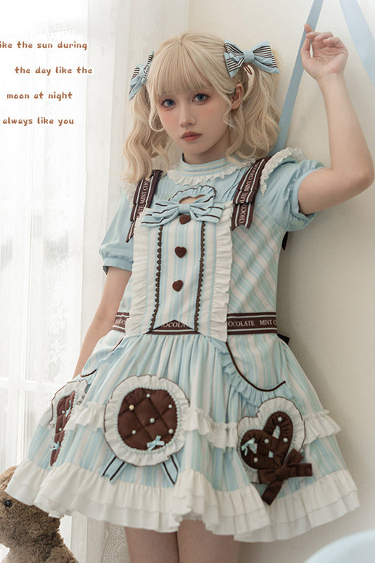 Sea Salt Cookies Short Sleeved Printed Ruffled Sweet Lolita Dress