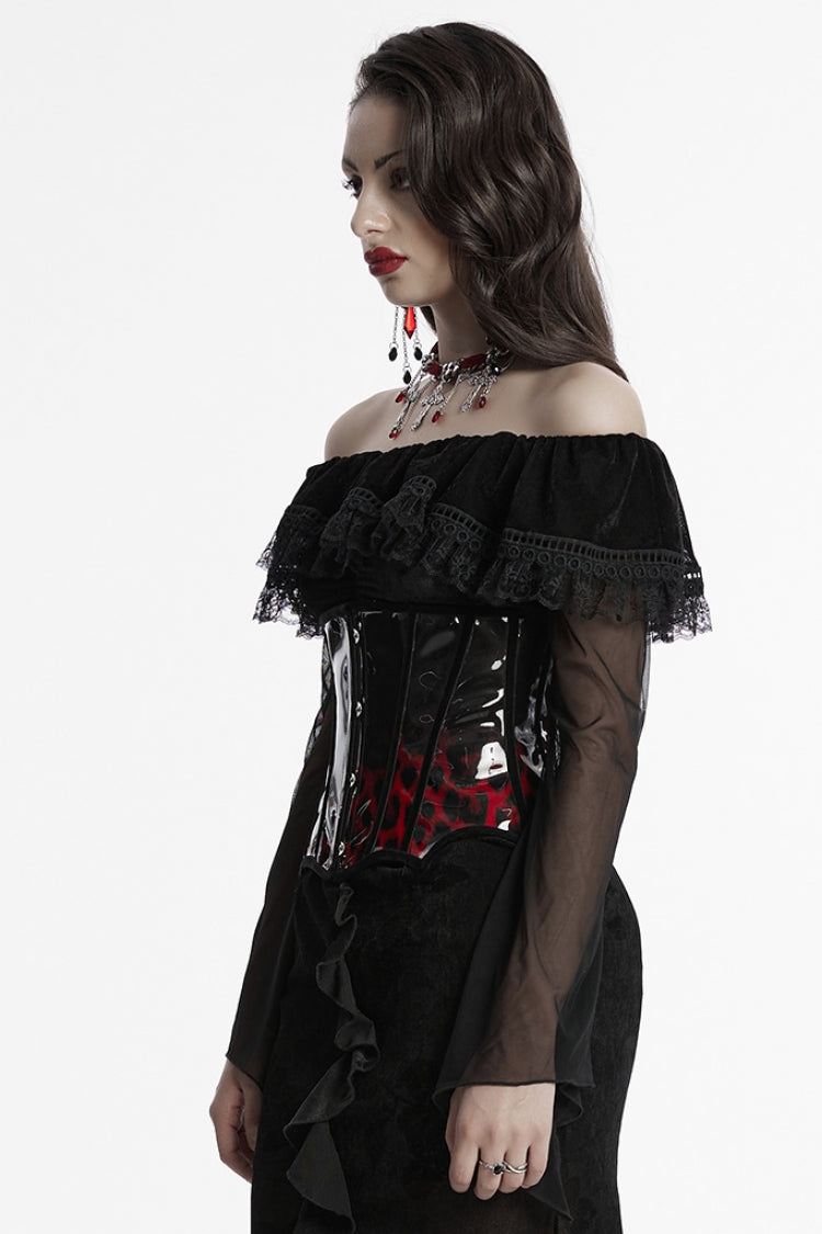 Crimson & Noir Patent Leather Underbust Corset with Gradient Finish