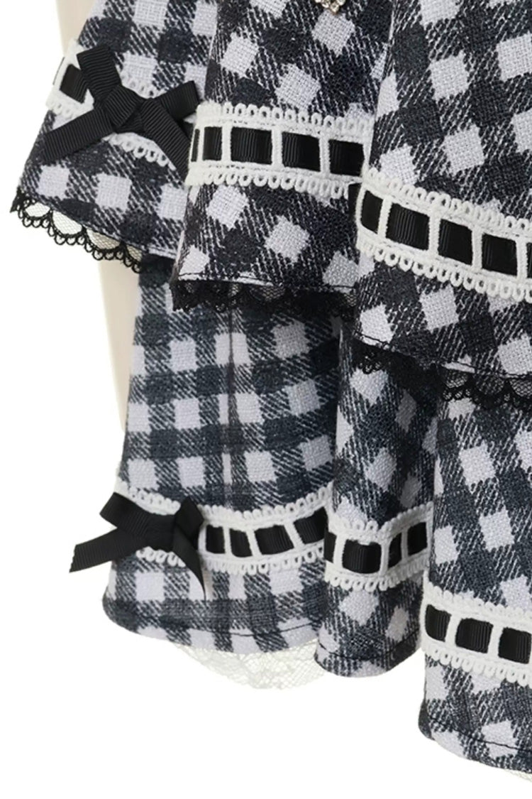 Plaid Ruffle Bow Skirt - Plus Size College Style