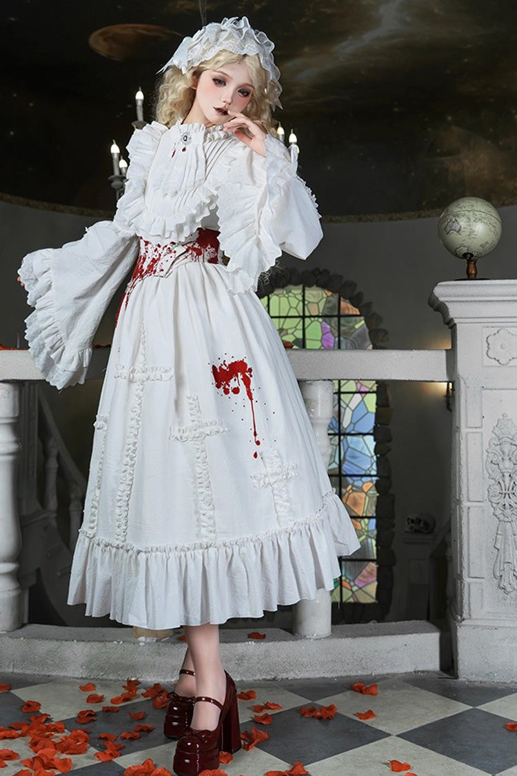 Ivory Gothic Dress Set with Hime Sleeves and Lace - Cross Doll