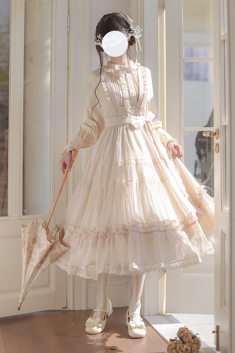 Ivory Sleeveless Ruffled Lace Japanese Elegant Lolita Jumper