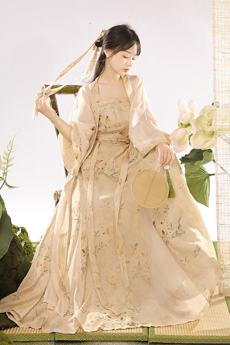 Ivory Song Dynasty High-Waist Printed Classic Chinese Hanfu Outfit