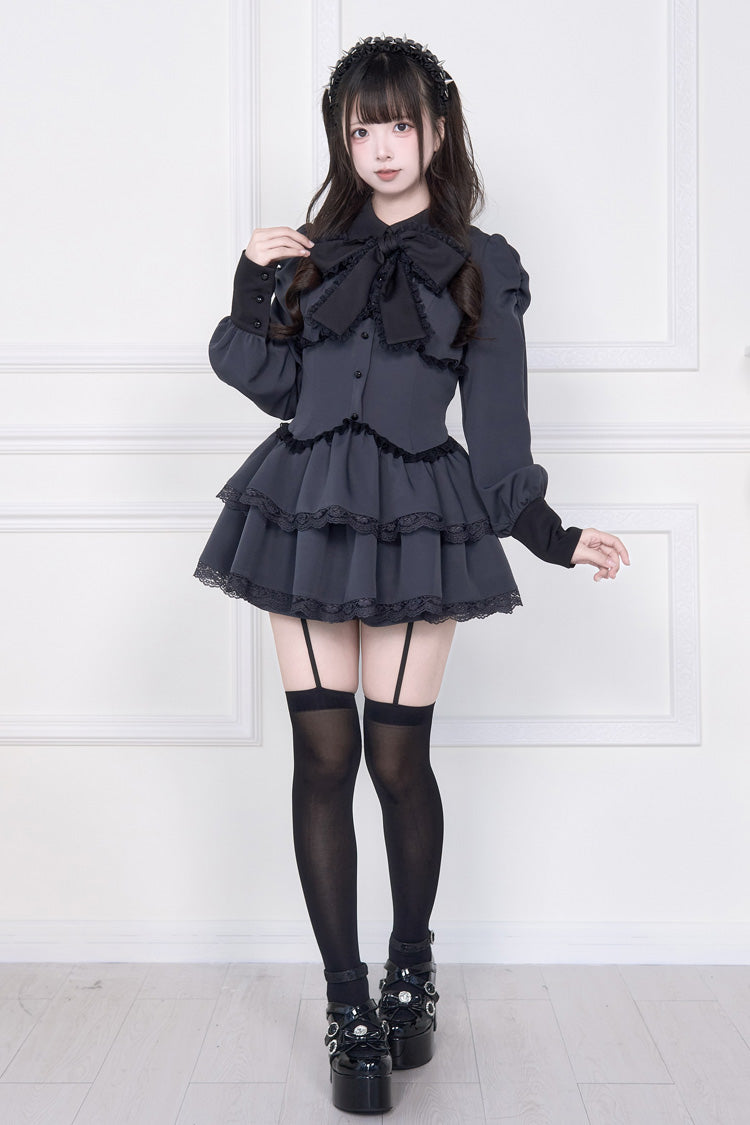 Layered Bow Tie Jirai Kei Outfit with Shorts