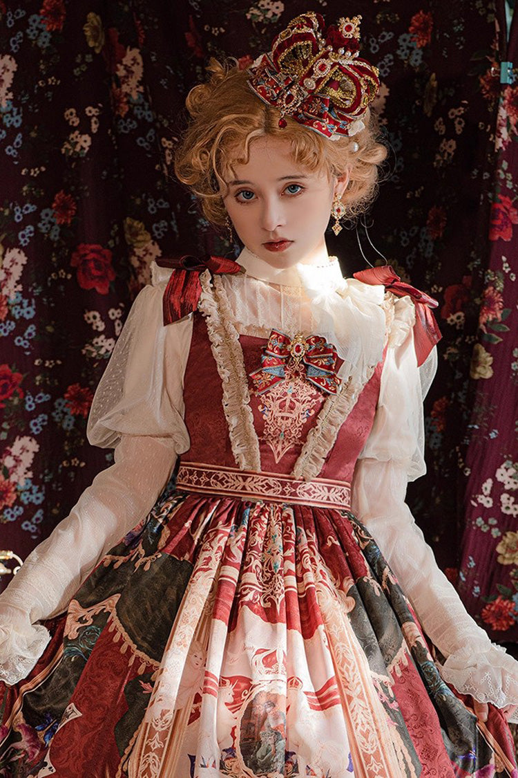 Cream Kaleidoscope Dreams Stand Collar Long Sleeve Frilled Sweet Lolita Blouse
