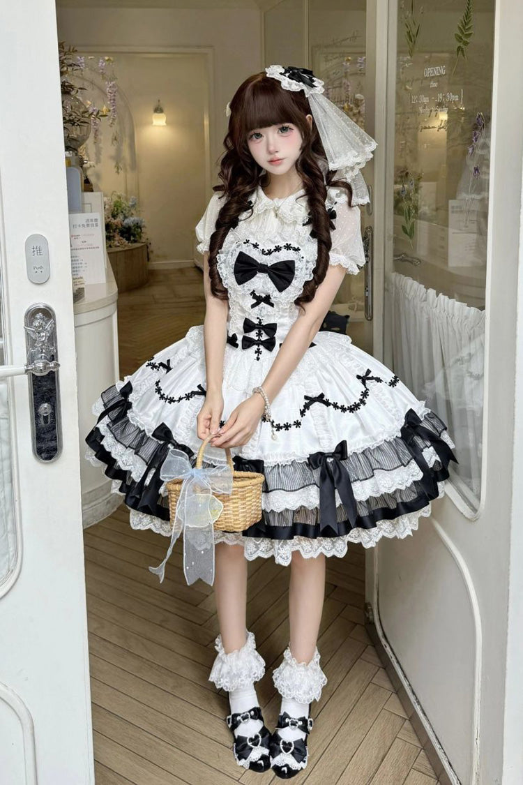 Scarlet Heart Cocoa Sleeveless Triple-Layered Ruffle Bow Lace JSK