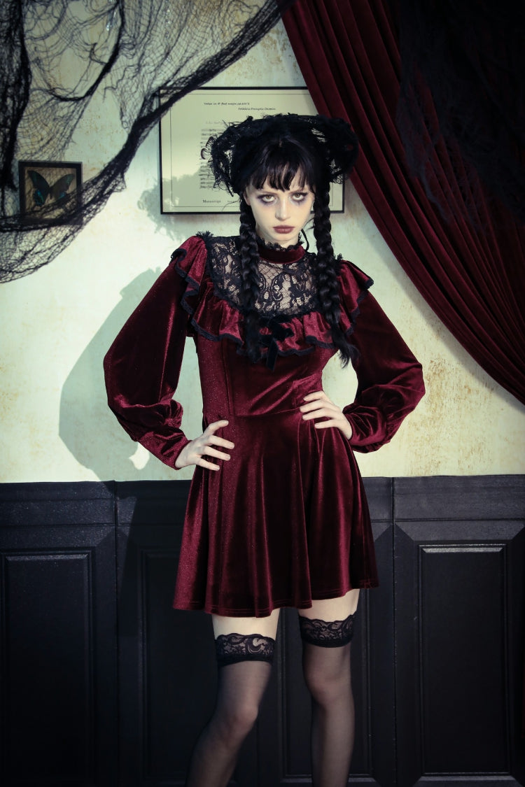 Scarlet Crochet Velvet Gothic Graduation Gown
