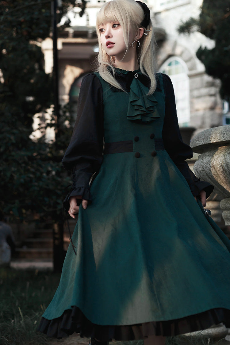 Green Long Sleeve Bow Sweet Lolita Set - Potions School