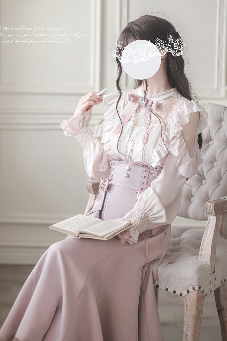 Pink Ruffle Slim Elegant Fishtail Skirt Dress - Sweet Lolita