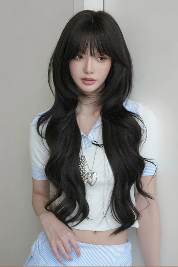 Blackish Brown Effortless Fluffy Layered Sweet Lolita Long Loose Big Wave Wig
