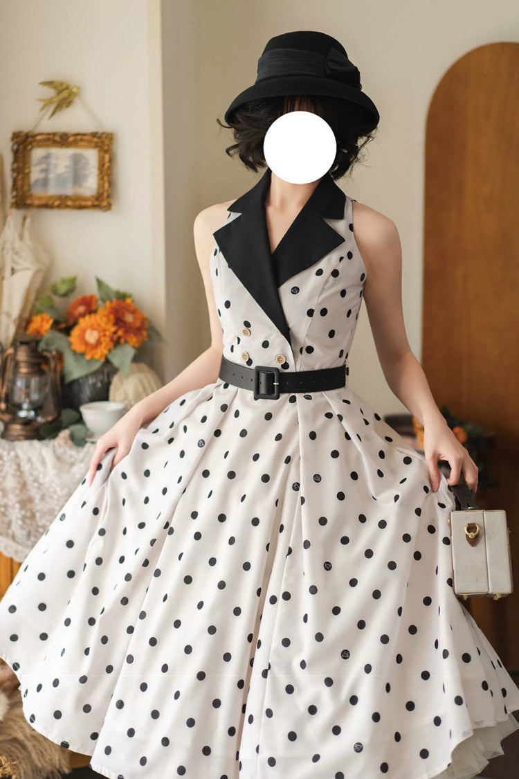 V Collar Printed Vintage Dress - Afternoon Forest