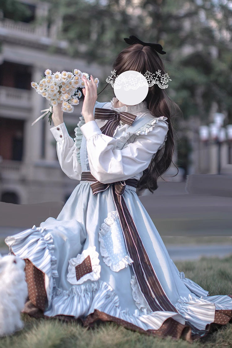 Blue Brown Bow Sweet College Style Jsk - Magic Vocal Club