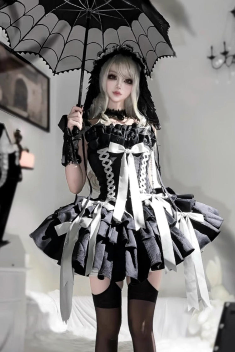 Multi-Layered Ruffle Corset Gothic Lolita JSK Dress