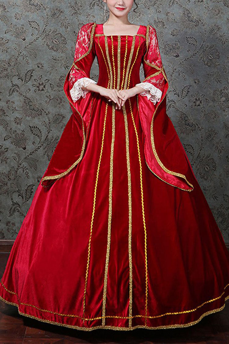 Scarlet Victorian Lolita Prom Dress with Hollow Floral Embroidery