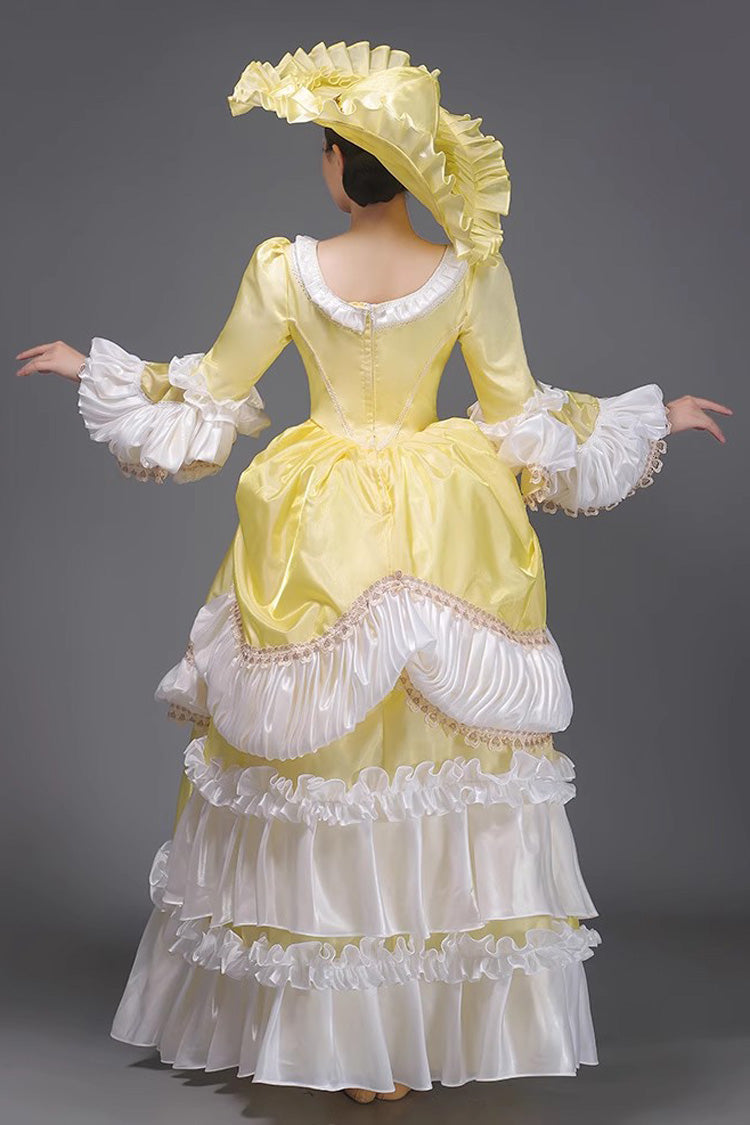 European Princess Dress with Multi-Layer Ruffles, Long Sleeves
