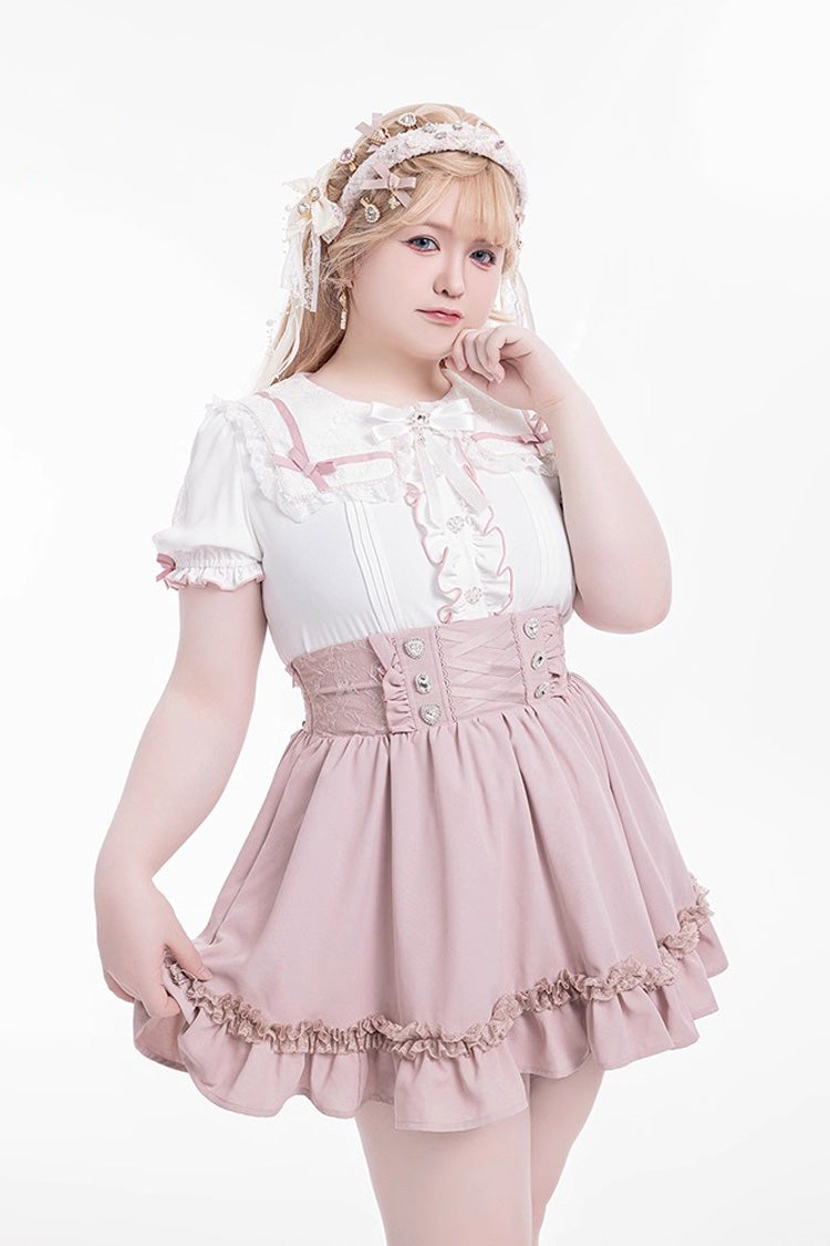 Sweet Ruffle Lace Lace-Up Japanese Jirai Kei Skirt 4 Colors
