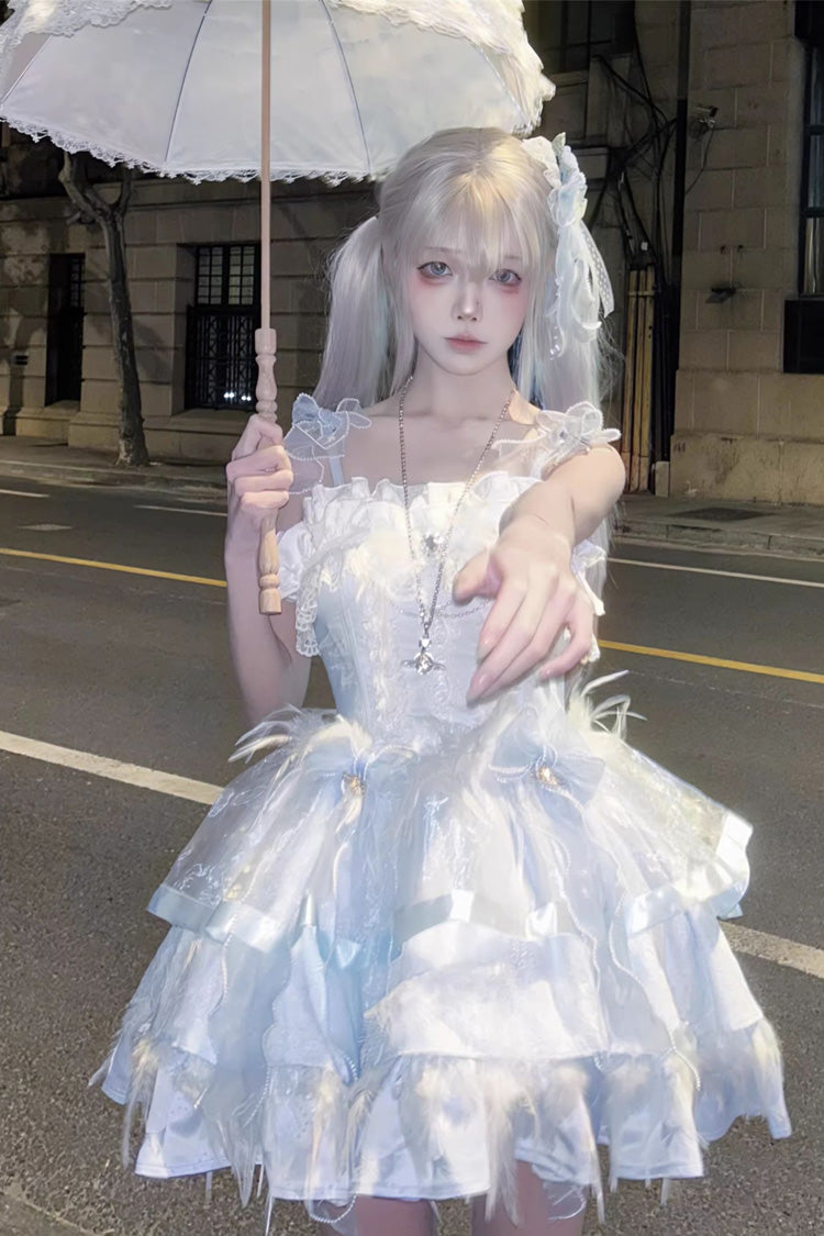 Wings Arrival Multilayer Ruffle Ballet Sweet Elegant Lolita Jumper Dress 3 Colors