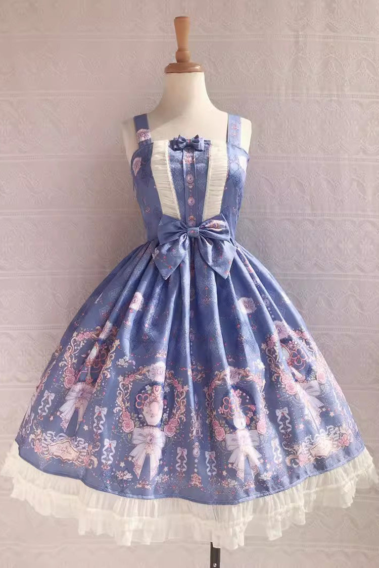 Delicate Print Ruffle Bowknot Sweet Lolita JSK Dress, Four Colors
