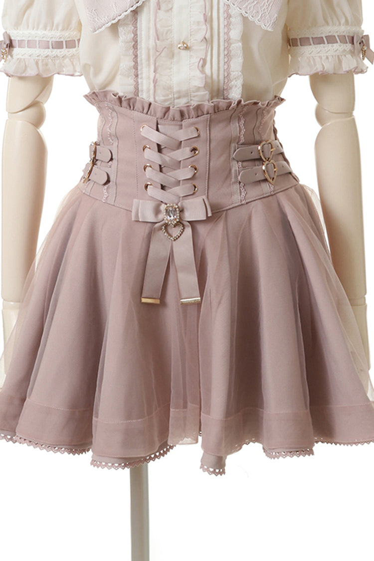 High Waist Mesh Buckle Skirt - Jirai Kei Fashion