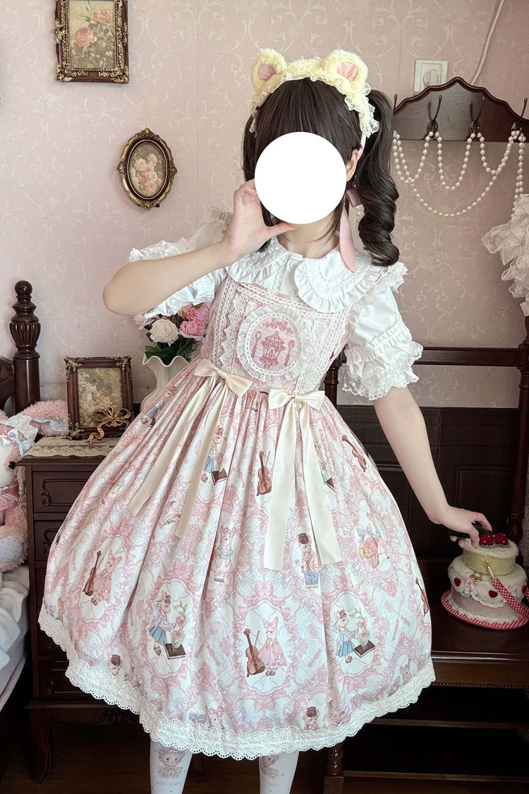 Sleeveless Printed Ruffled Embroidered Sweet Lolita JSK