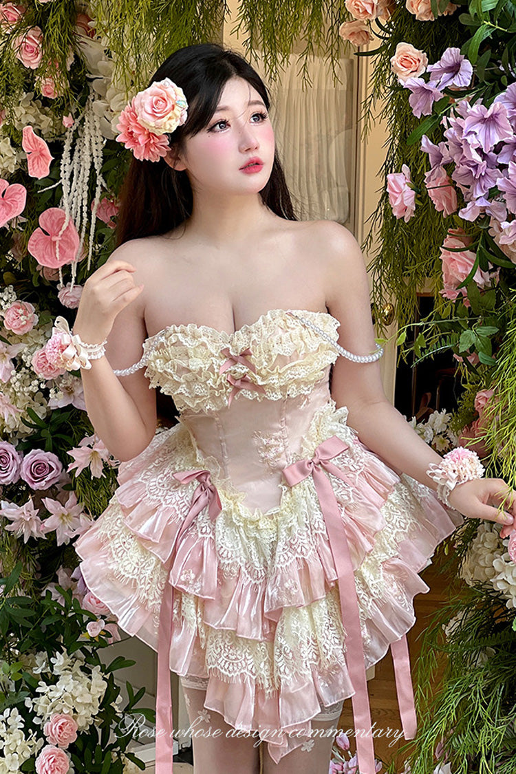 Lace Lolita Dress with Multi-Layer Ruffles, Bowknot, Dreamy Love