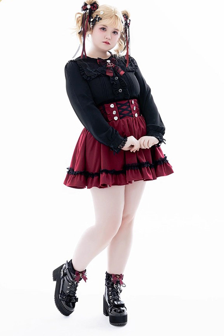 Sweet Ruffle Lace Lace-Up Japanese Jirai Kei Skirt 4 Colors