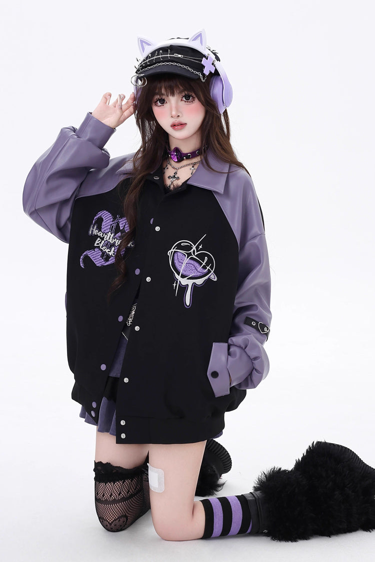 Japanese Jirai Kei Embroidered Coat with Gothic Stitching