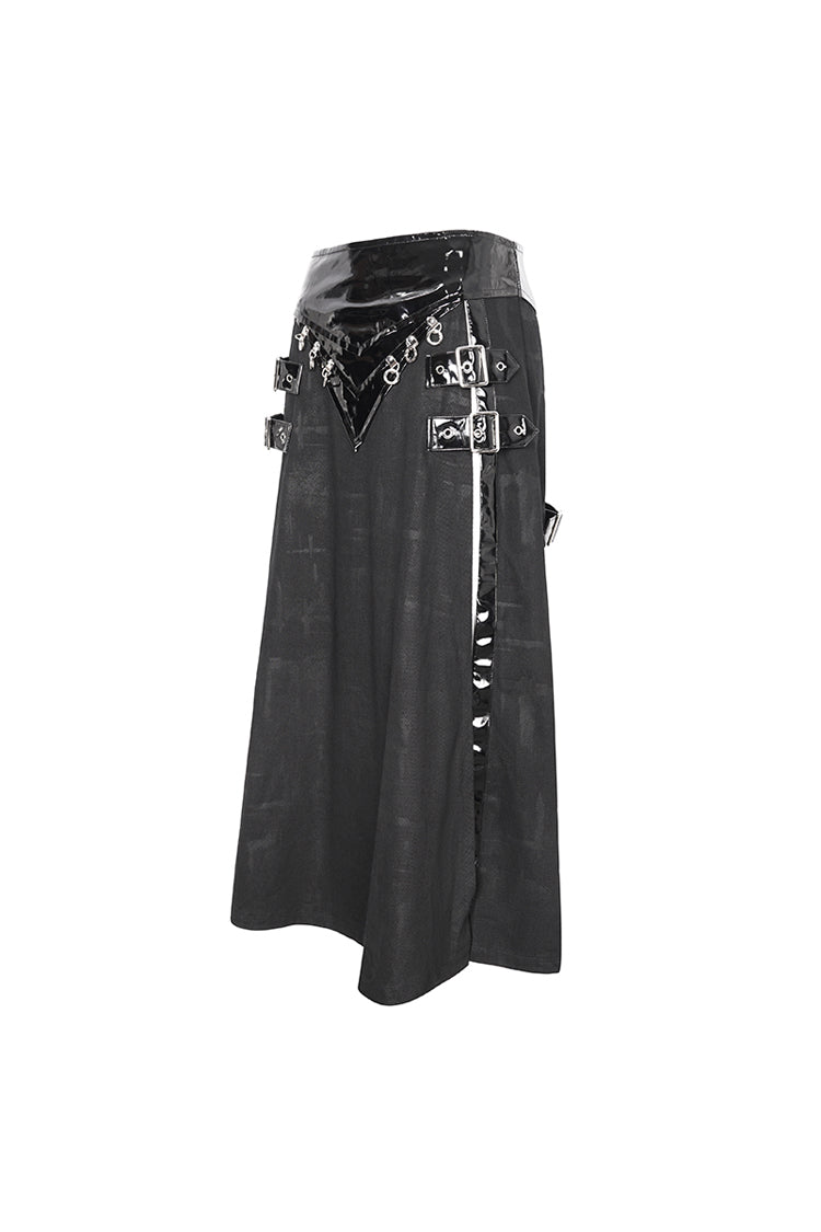 Patent Split Front Punk Skirt for Men