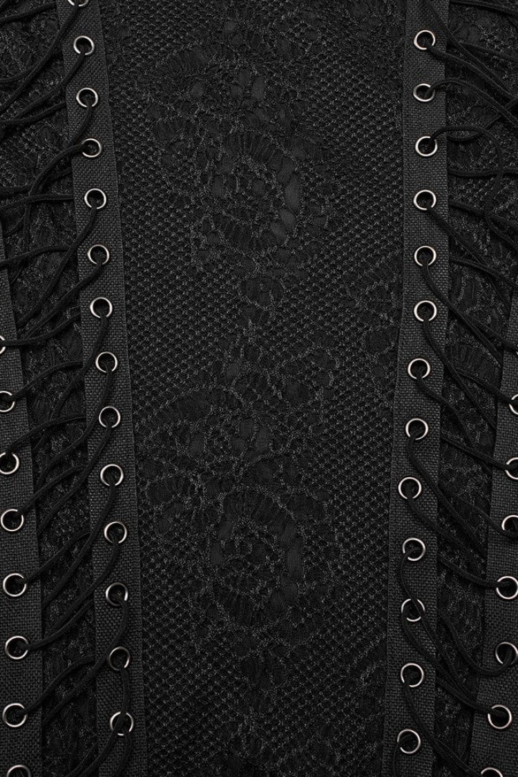Raven Crewneck Long-Sleeve Jacquard Symmetrical Rope Gothic Tee for Men